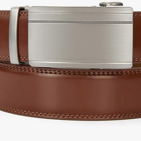 Men's Leather Ratchet Dress Belt Big And Tall With Automatic Buckle - Picture 5 of 7